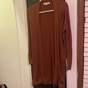 LOFT camel brown lightweight open cardigan size small camel brown